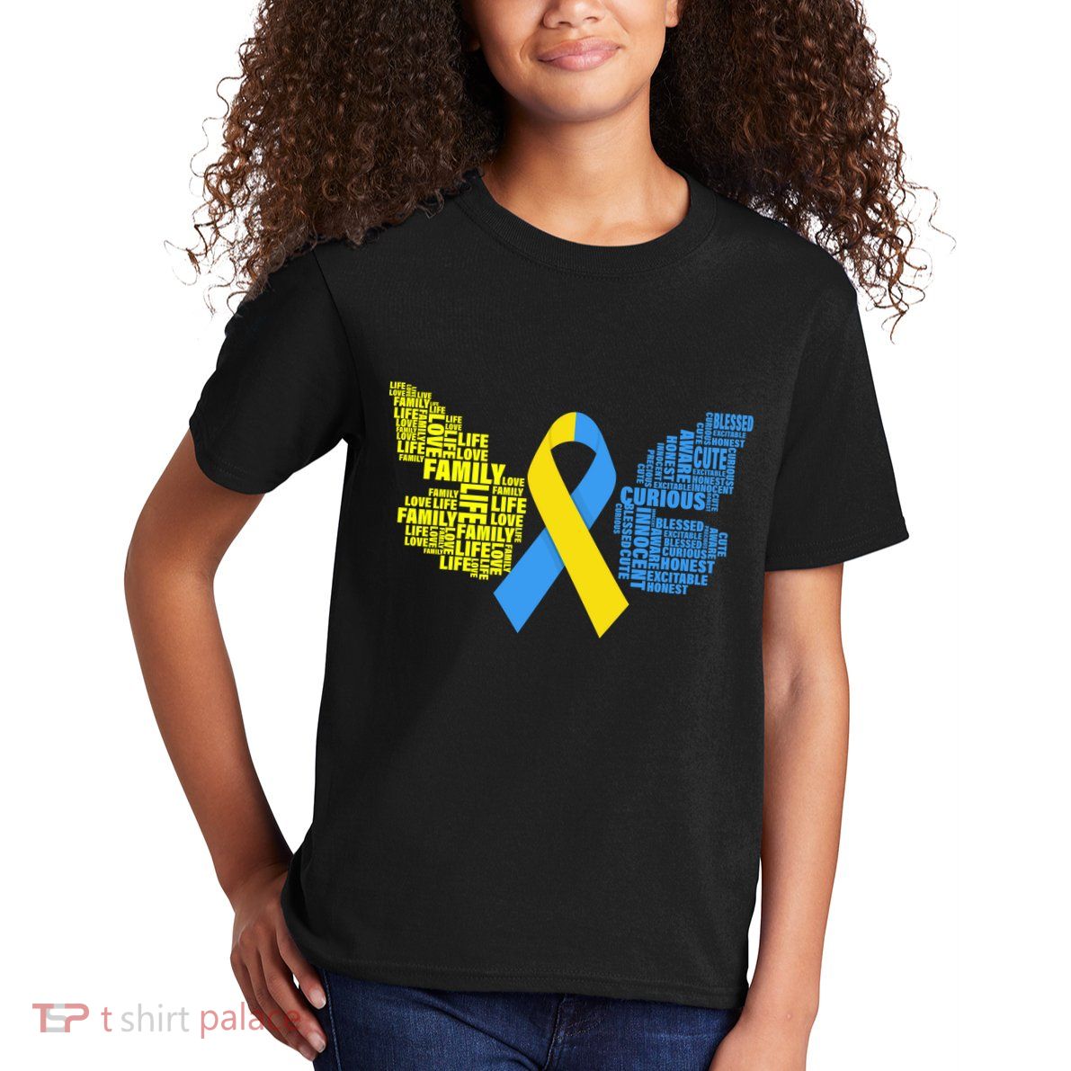 Butterfly Down Syndrome Inspiring Words Kids T-Shirt