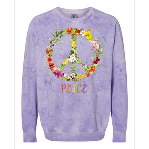 Butterfly Flower Peace Sign Colorblast Crewneck Sweatshirt