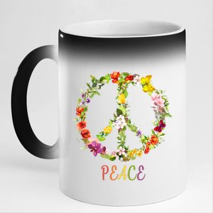 Butterfly Flower Peace Sign 11oz Black Color Changing Mug