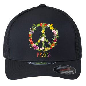 Butterfly Flower Peace Sign Flexfit Unipanel Trucker Cap