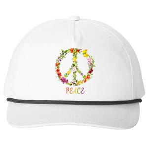 Butterfly Flower Peace Sign Snapback Five-Panel Rope Hat