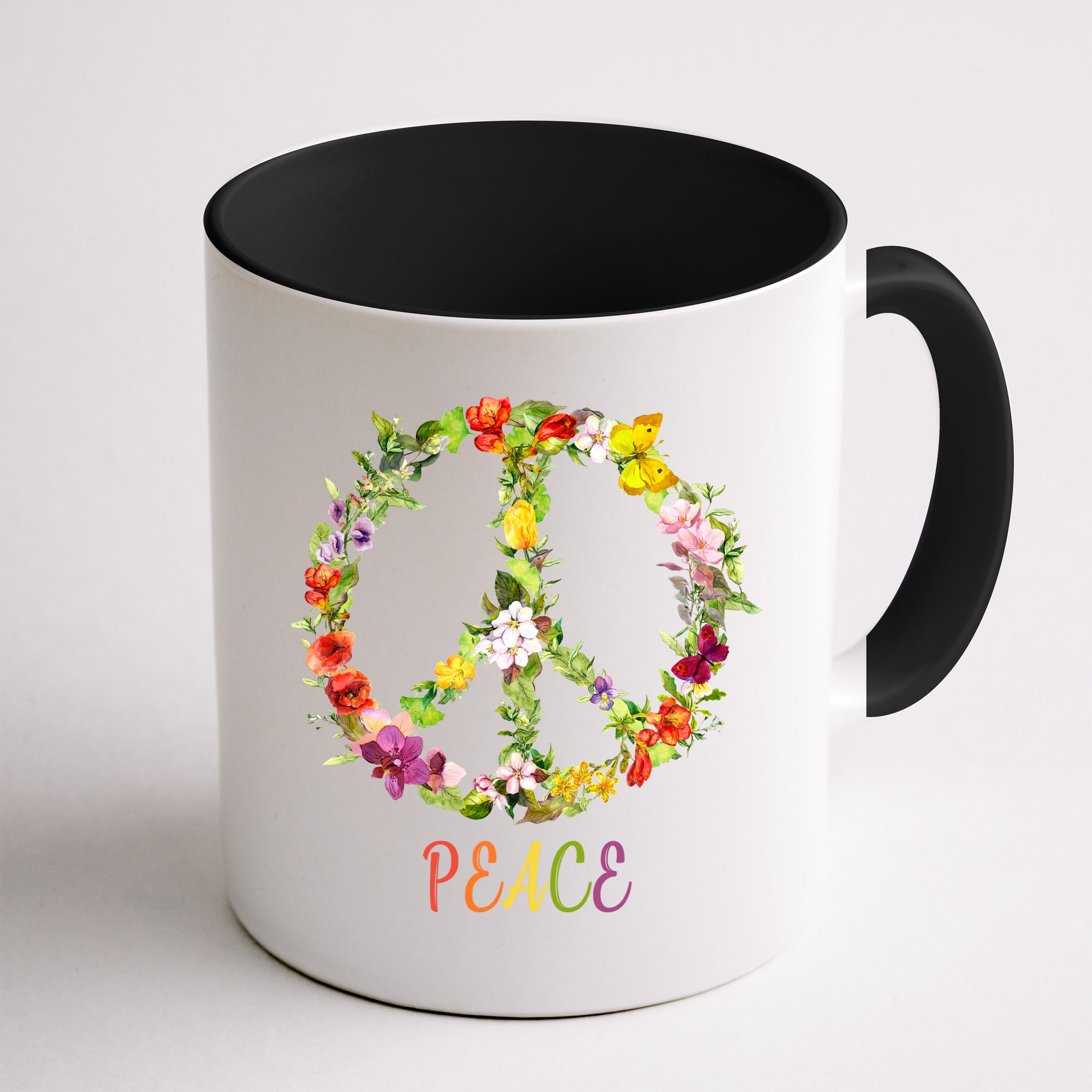 Butterfly Flower Peace Sign Mug