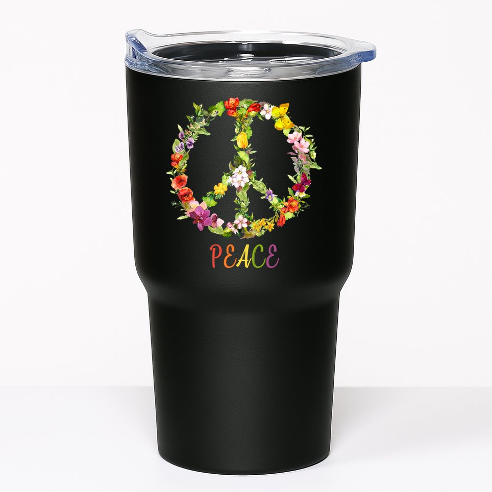 Butterfly Flower Peace Sign Tumbler