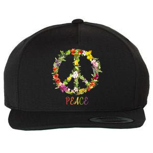 Butterfly Flower Peace Sign Wool Snapback Cap