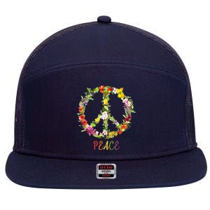 Butterfly Flower Peace Sign 7 Panel Mesh Trucker Snapback Hat