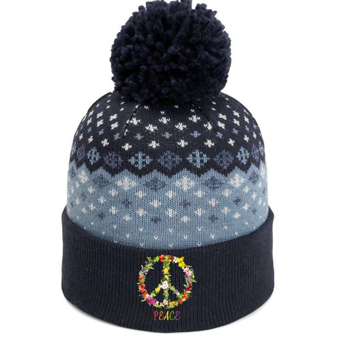 Butterfly Flower Peace Sign The Baniff Cuffed Pom Beanie