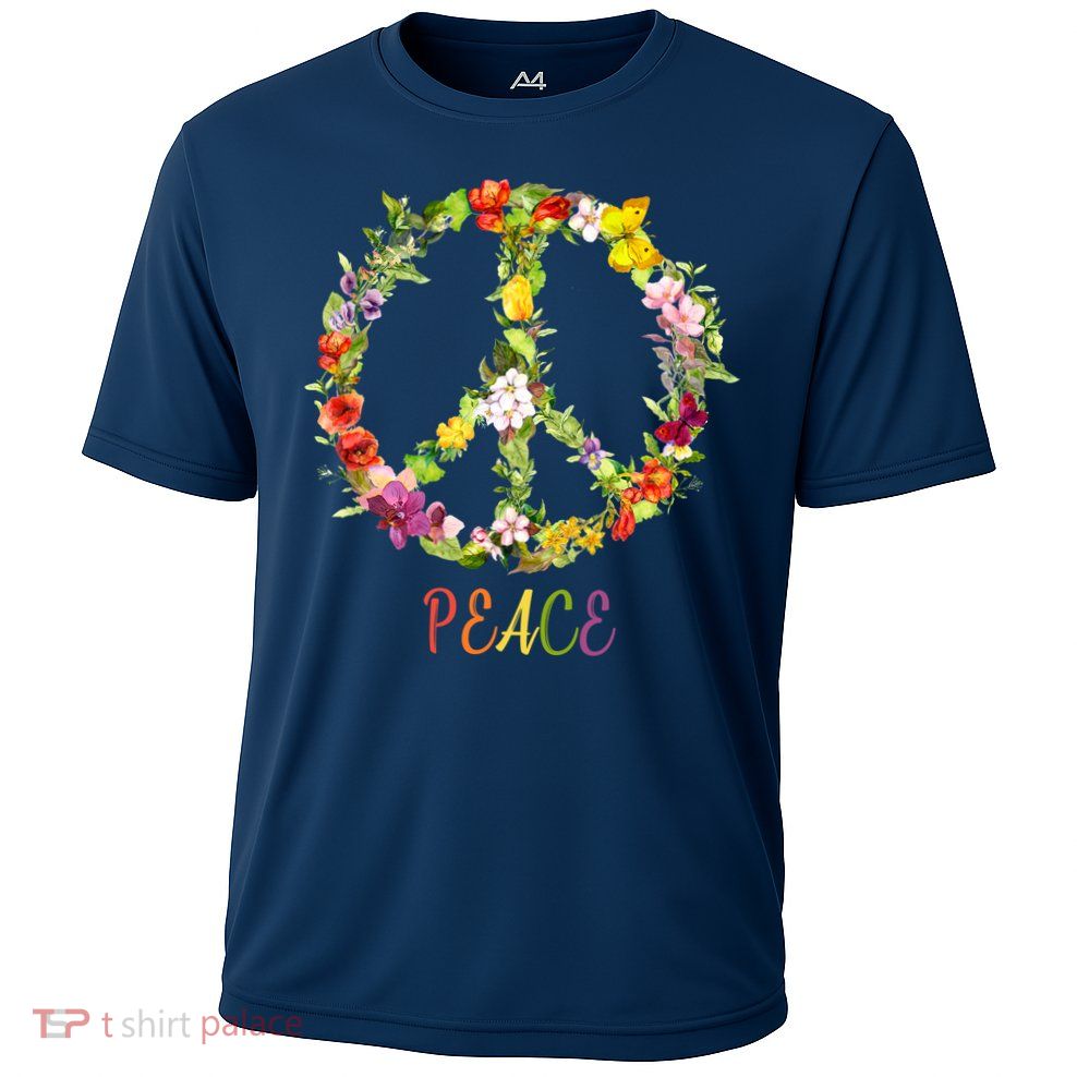 Butterfly Flower Peace Sign Cooling Performance Crew T-Shirt