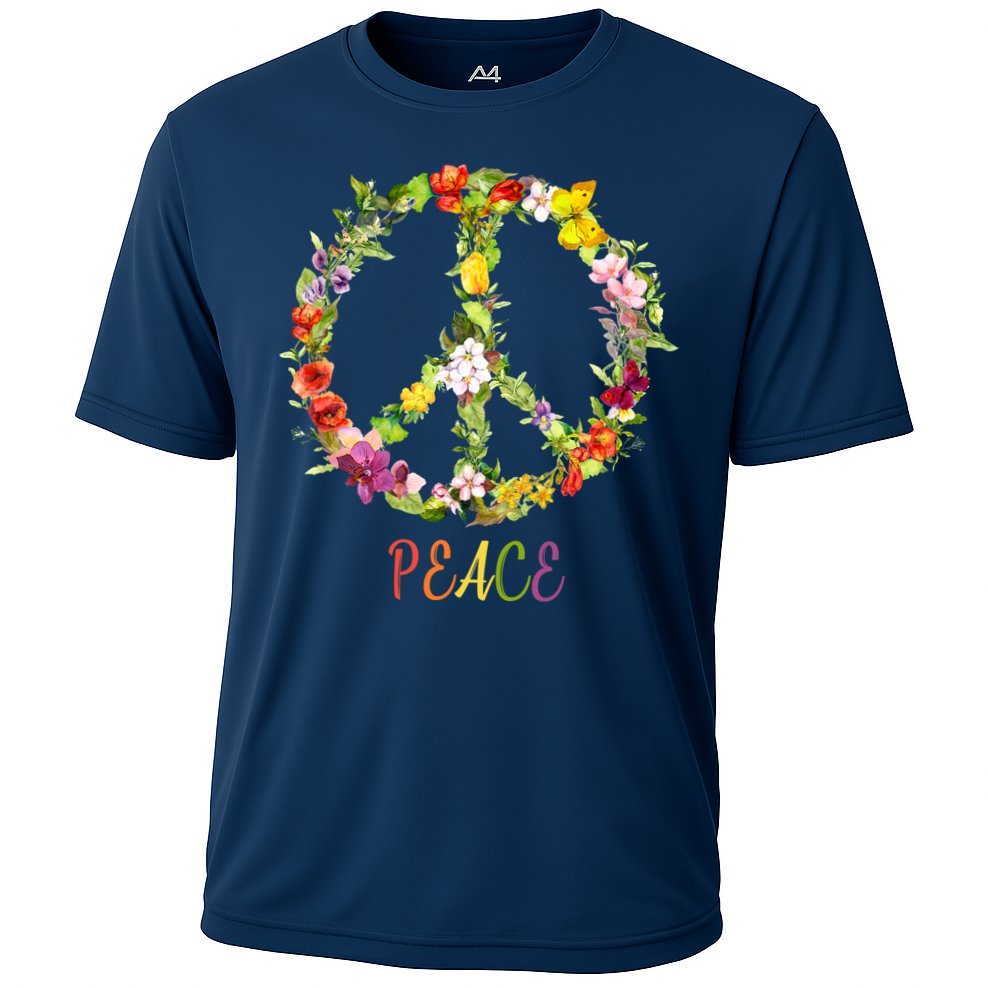 Butterfly Flower Peace Sign Cooling Performance Crew T-Shirt