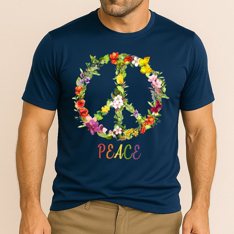 Butterfly Flower Peace Sign Cooling Performance Crew T-Shirt