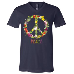 Butterfly Flower Peace Sign V-Neck T-Shirt