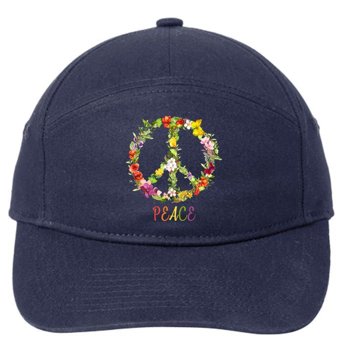 Butterfly Flower Peace Sign 7-Panel Snapback Hat