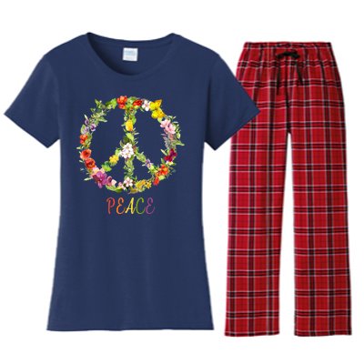 Butterfly Flower Peace Sign Women's Flannel Pajama Set