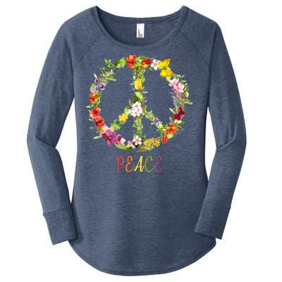 Butterfly Flower Peace Sign Women's Perfect Tri Tunic Long Sleeve Shirt