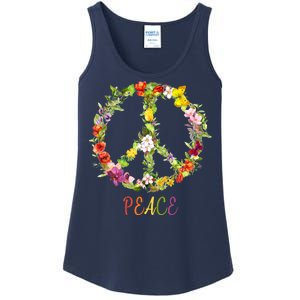 Butterfly Flower Peace Sign Ladies Essential Tank