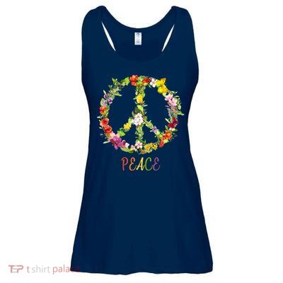 Butterfly Flower Peace Sign Ladies Essential Flowy Tank