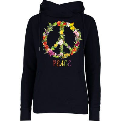 Butterfly Flower Peace Sign Womens Funnel Neck Pullover Hood