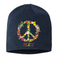 Butterfly Flower Peace Sign Sustainable Beanie