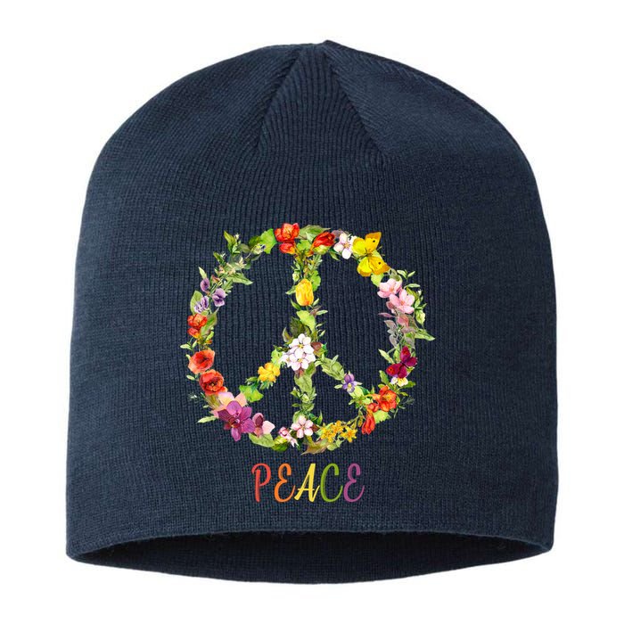 Butterfly Flower Peace Sign Sustainable Beanie