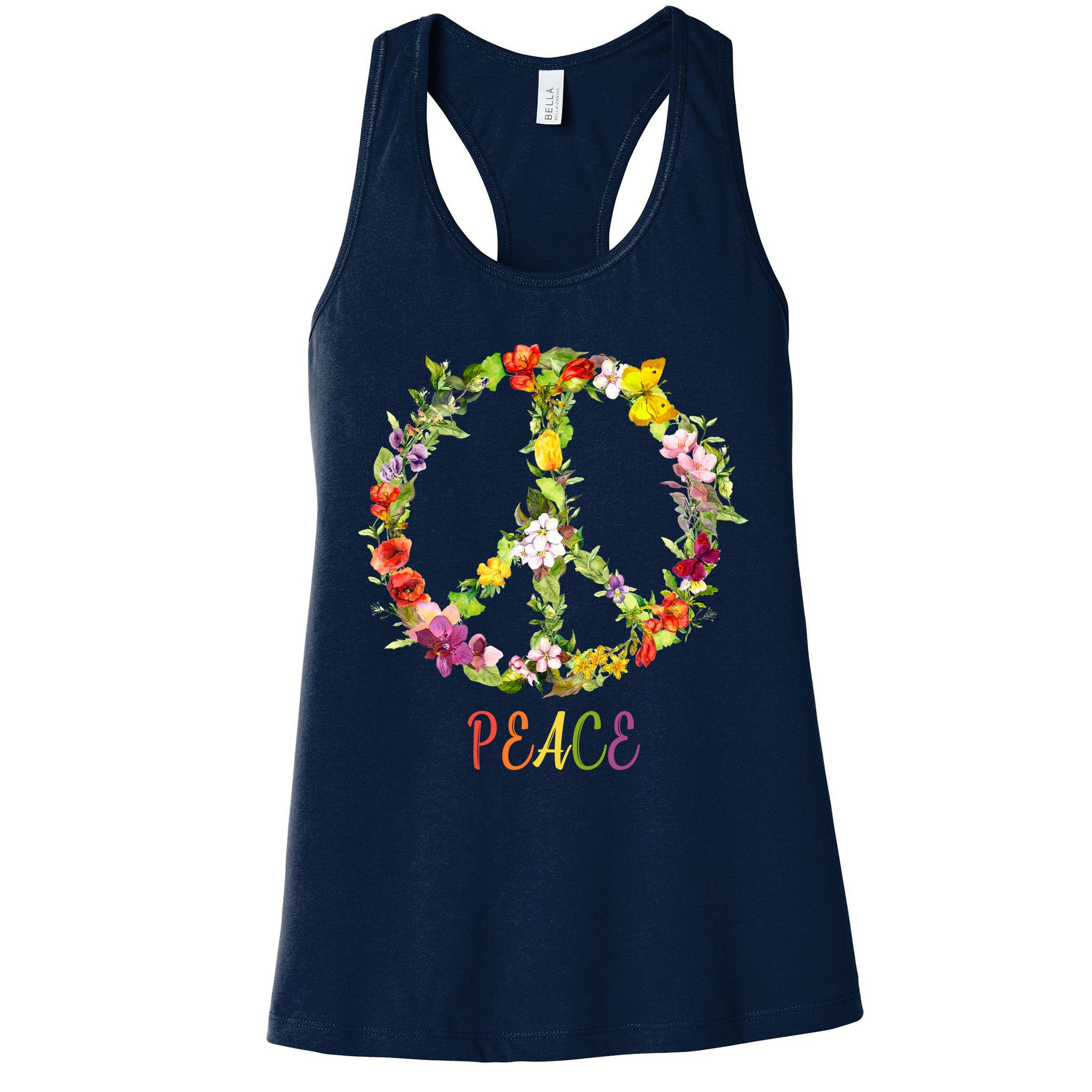 Butterfly Flower Peace Sign Womens Tank Top