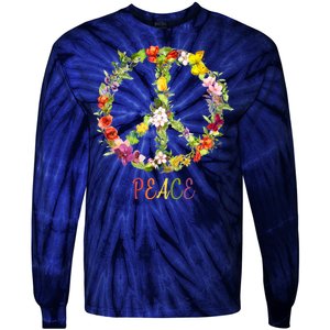 Butterfly Flower Peace Sign Tie-Dye Long Sleeve Shirt