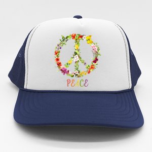 Butterfly Flower Peace Sign Trucker Hat