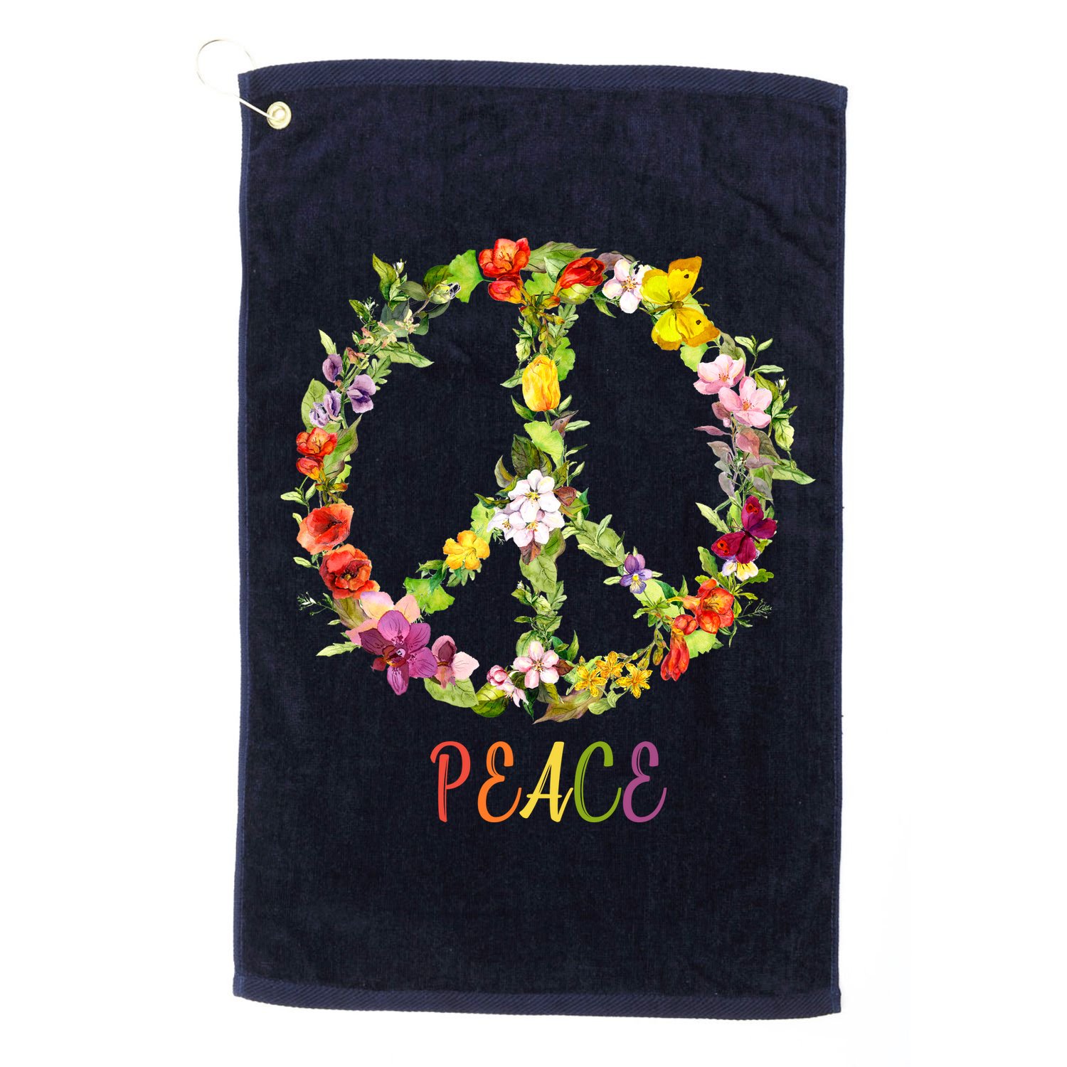 Butterfly Flower Peace Sign Golf Towel