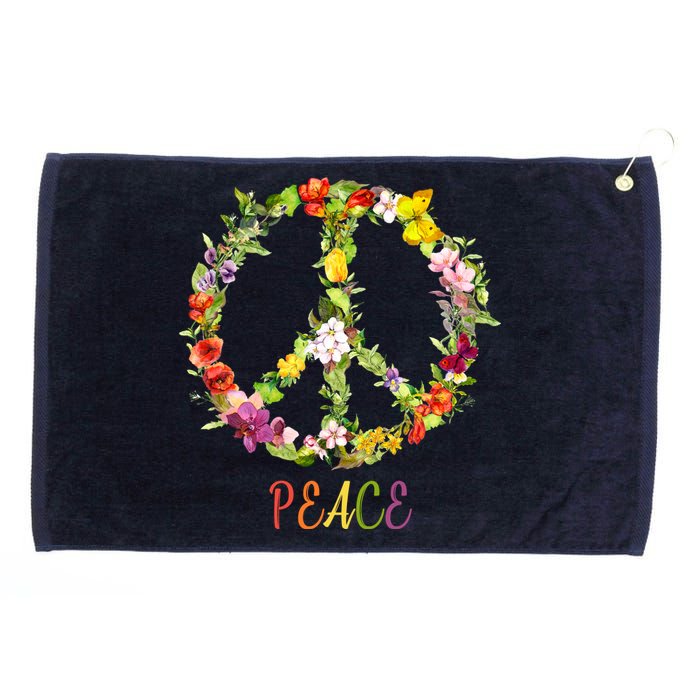 Butterfly Flower Peace Sign Grommeted Golf Towel