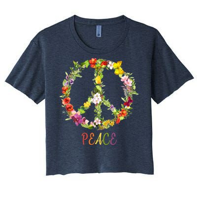 Butterfly Flower Peace Sign Women's Crop Top Tee