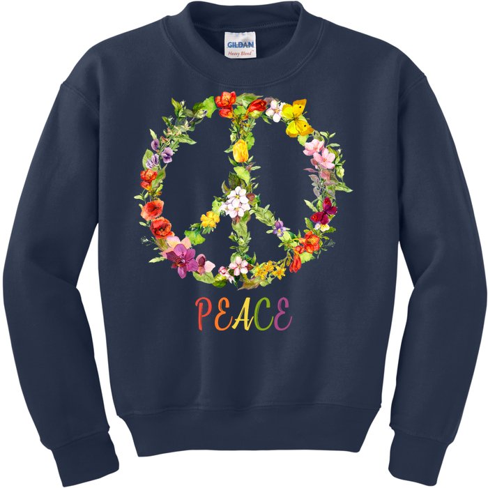 Butterfly Flower Peace Sign Kids Sweatshirt