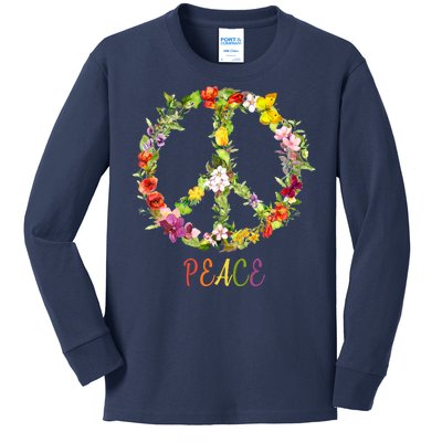 Butterfly Flower Peace Sign Kids Long Sleeve Shirt