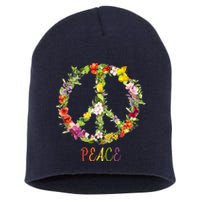 Butterfly Flower Peace Sign Short Acrylic Beanie