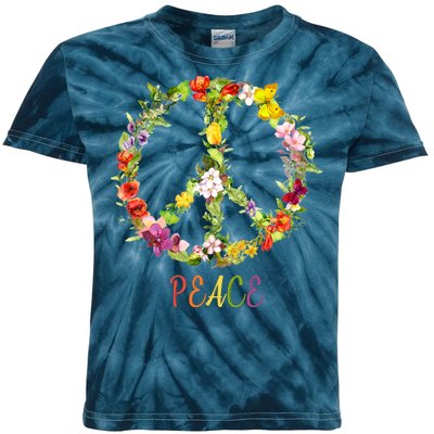 Butterfly Flower Peace Sign Kids Tie-Dye T-Shirt