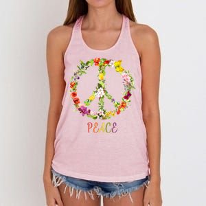 Butterfly Flower Peace Sign Women's Knotted Racerback Tank