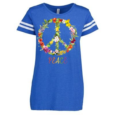 Butterfly Flower Peace Sign Enza Ladies Jersey Football T-Shirt