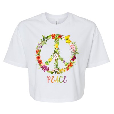 Butterfly Flower Peace Sign Bella+Canvas Jersey Crop Tee