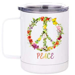 Butterfly Flower Peace Sign 12 oz Stainless Steel Tumbler Cup