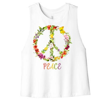 Butterfly Flower Peace Sign Women's Racerback Cropped Tank