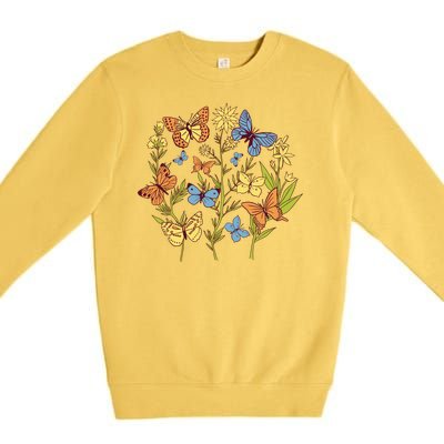 Butterfly Garden Flowers Premium Crewneck Sweatshirt