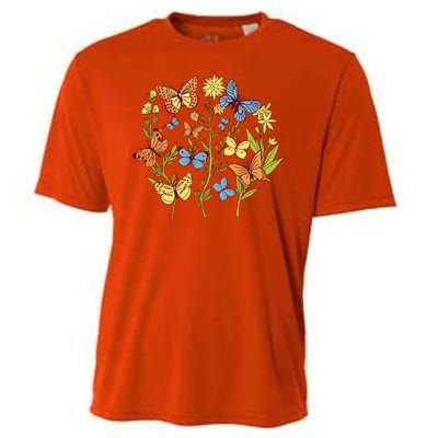 Butterfly Garden Flowers Cooling Performance Crew T-Shirt