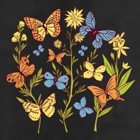 Butterfly Garden Flowers 7 Panel Mesh Trucker Snapback Hat