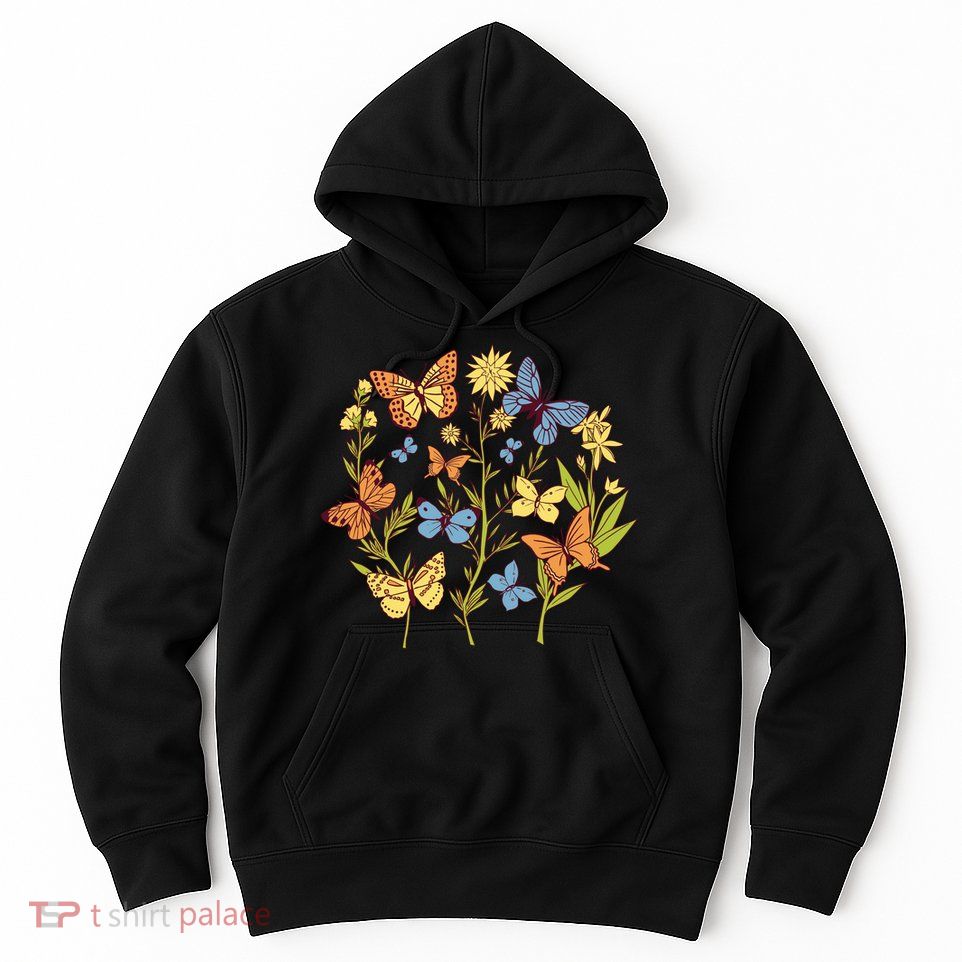Butterfly Garden Flowers Hoodie