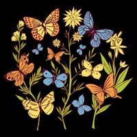 Butterfly Garden Flowers Drawstring Bag