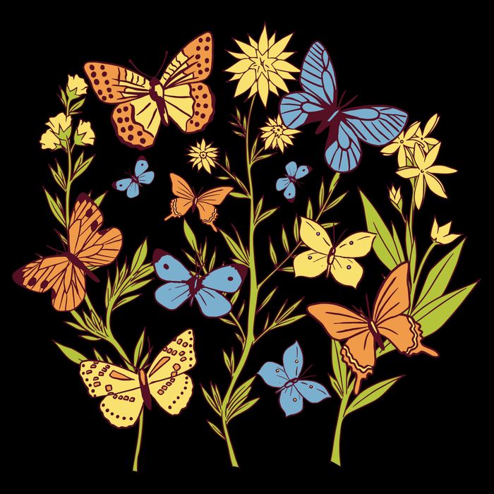 Butterfly Garden Flowers Drawstring Bag