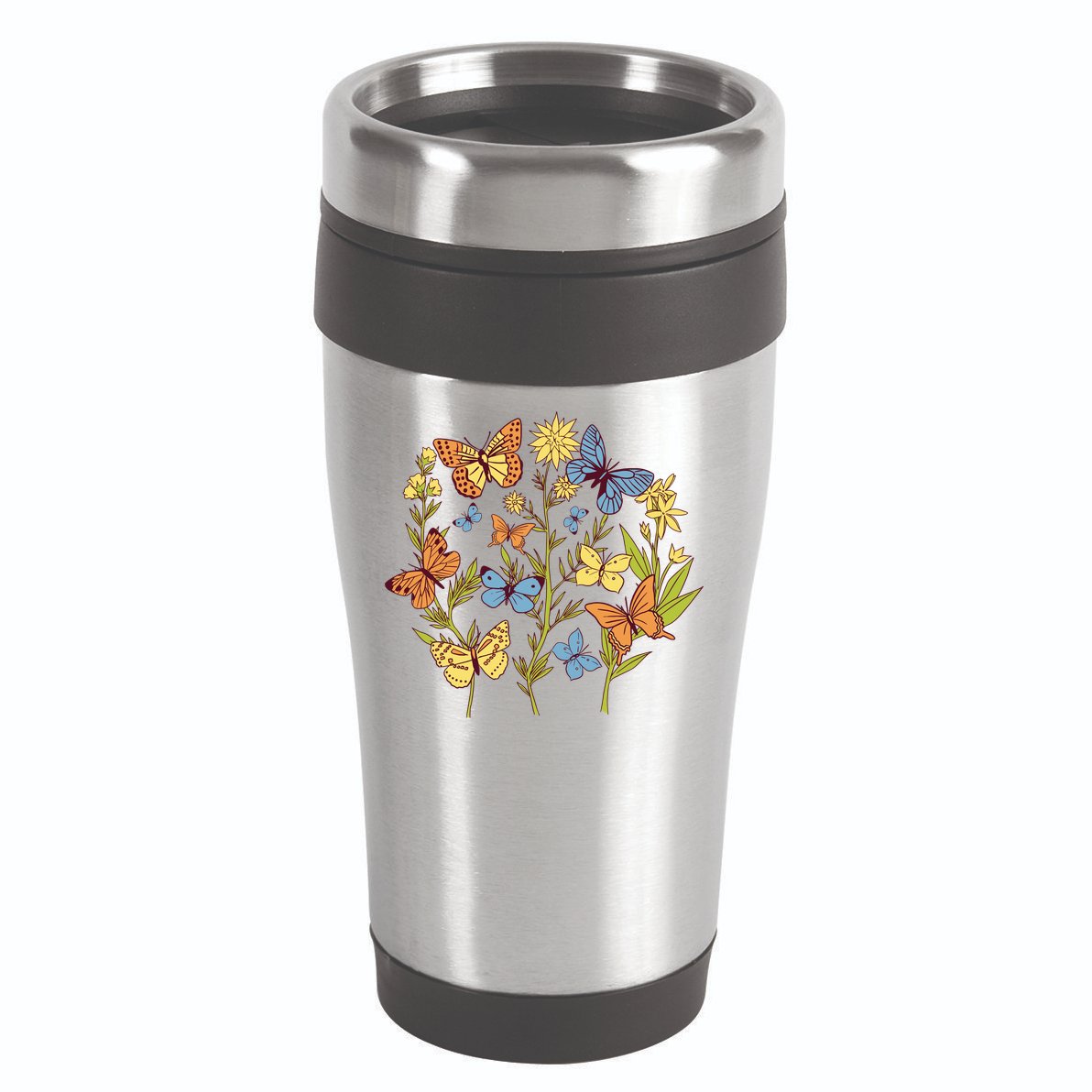 Butterfly Garden Flowers 16oz Travel Tumbler