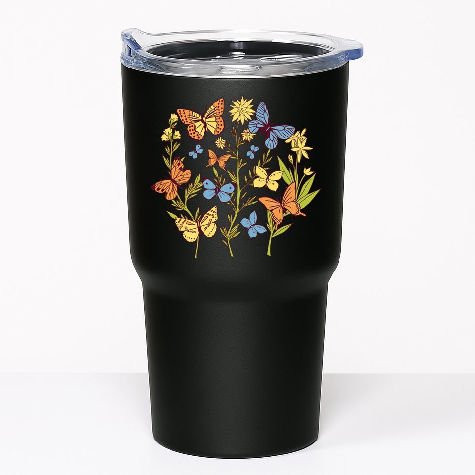 Butterfly Garden Flowers Tumbler