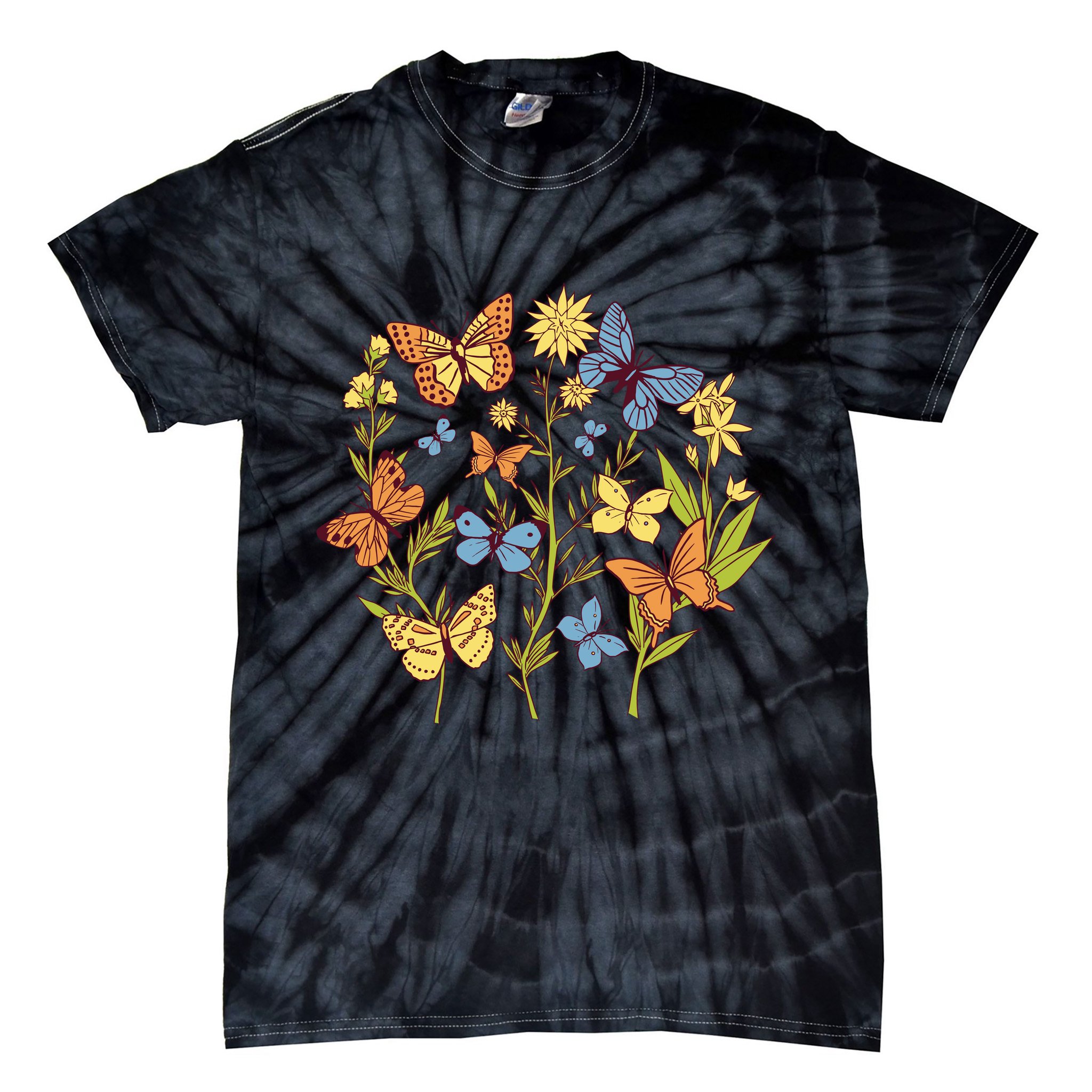 Butterfly Garden Flowers Tie-Dye T-Shirt