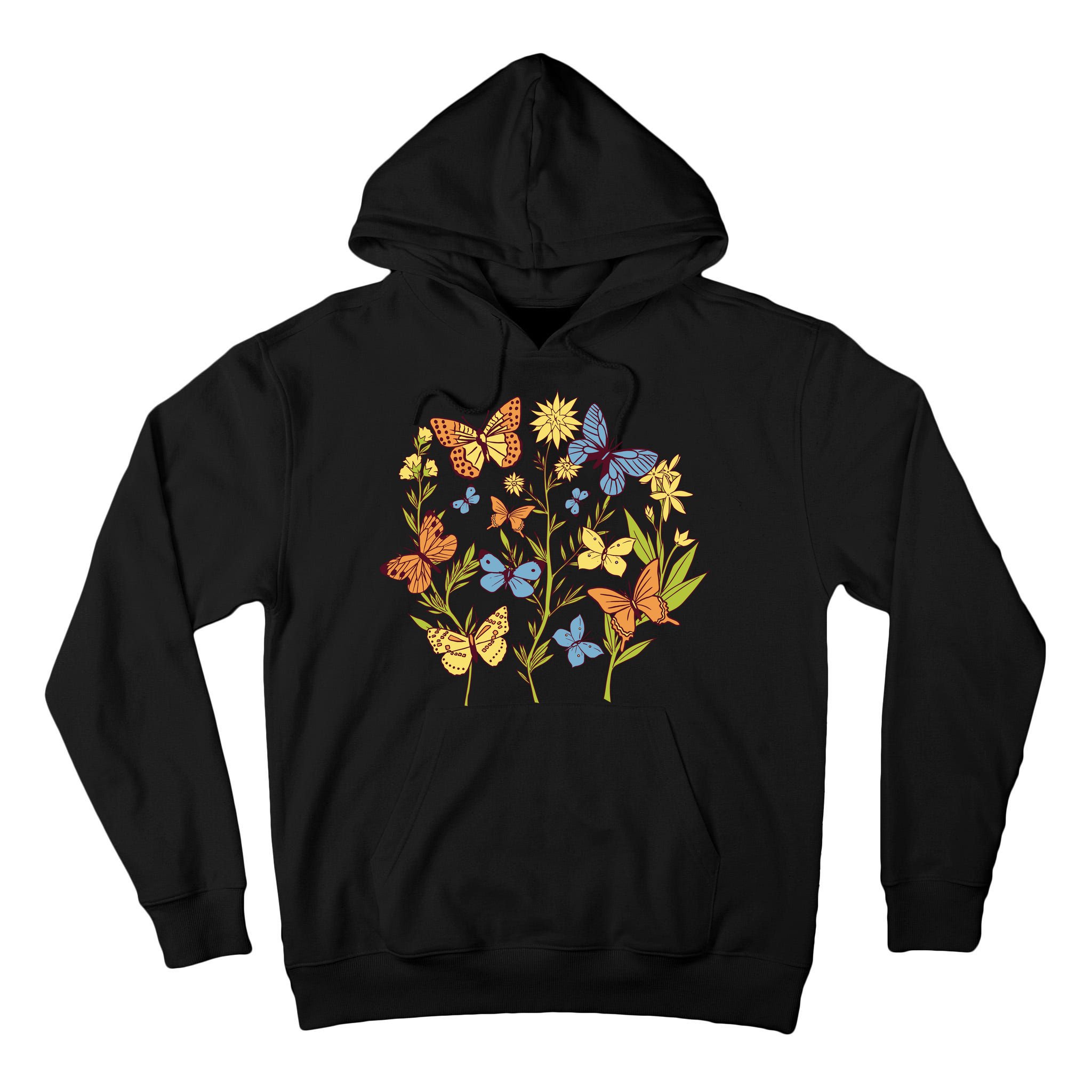 Butterfly Garden Flowers Tall Hoodie