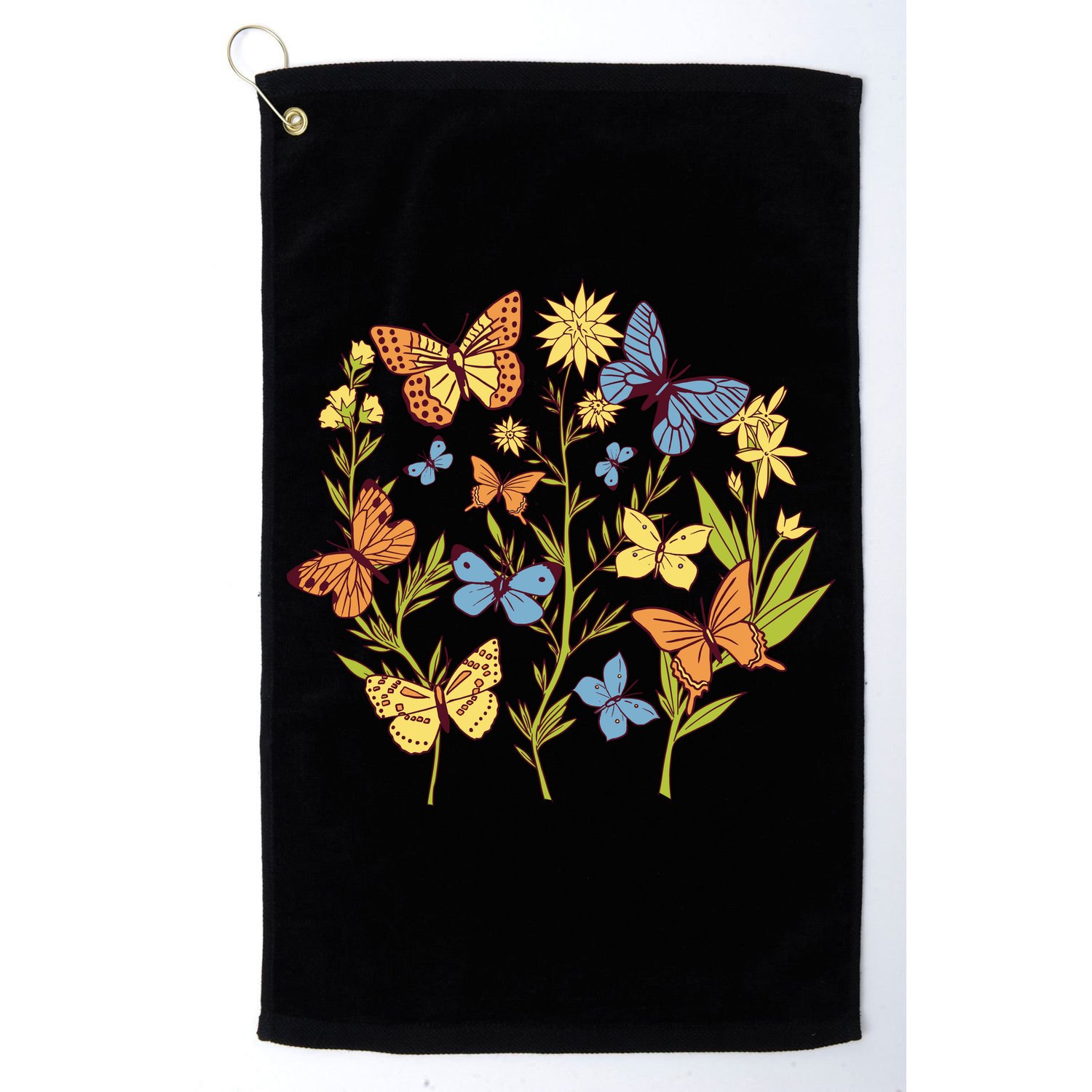 Butterfly Garden Flowers Golf Towel