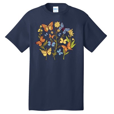 Butterfly Garden Flowers Tall T-Shirt