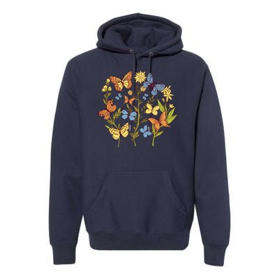 Butterfly Garden Flowers Premium Hoodie